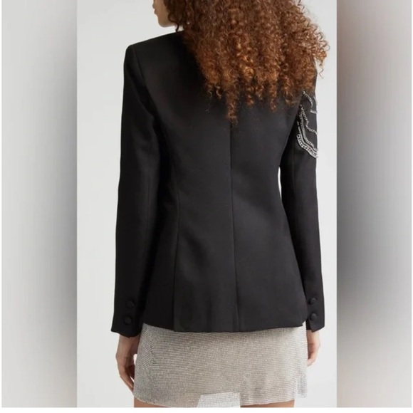 NWT L’agence Chamberlain Black Twill blazer with rhinestone detail, sz 2 - Picture 6 of 8